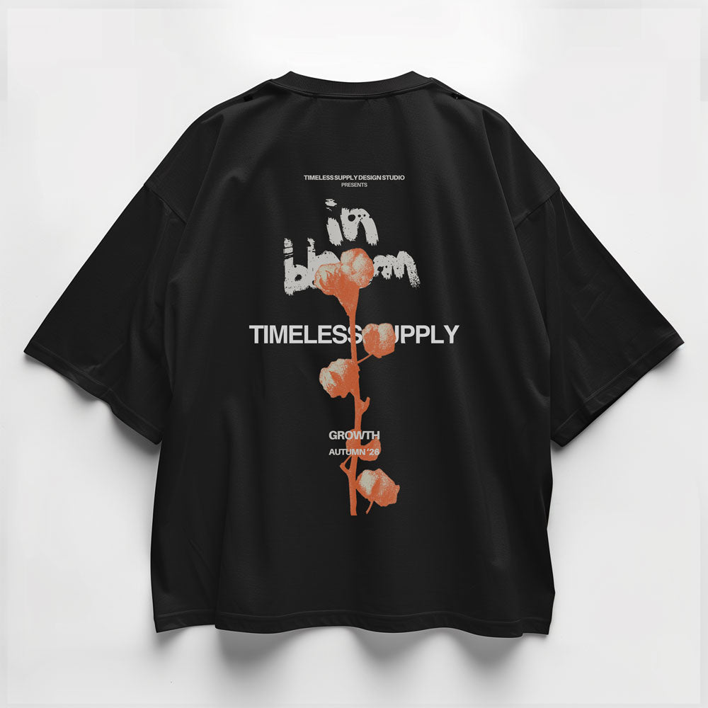 In Bloom Premium Oversized Graphic Tee — Black