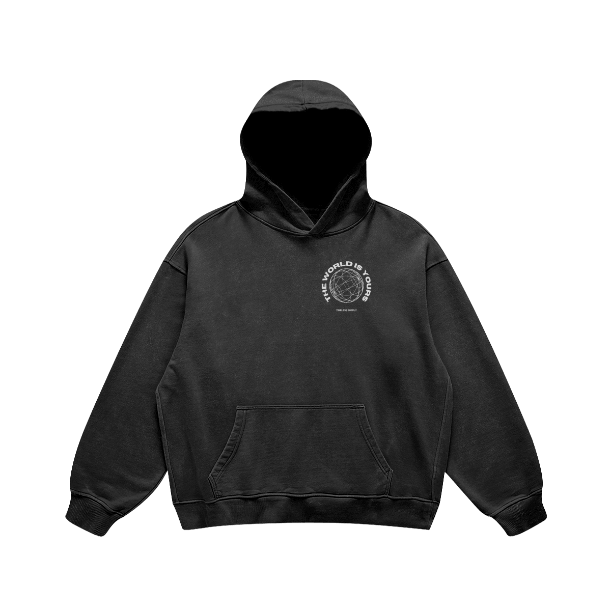 The World is Yours Hoodie - Black  - Front - Timeless Supply