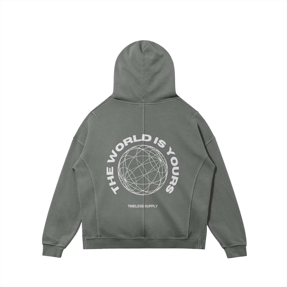 The World is Yours Hoodie - Grey - Back - Timeless Supply